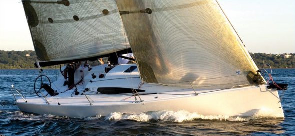 Santa cruz 37 sailboat under sail