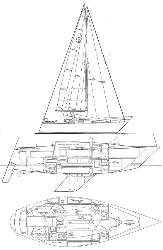 Santana 30 sailboat under sail