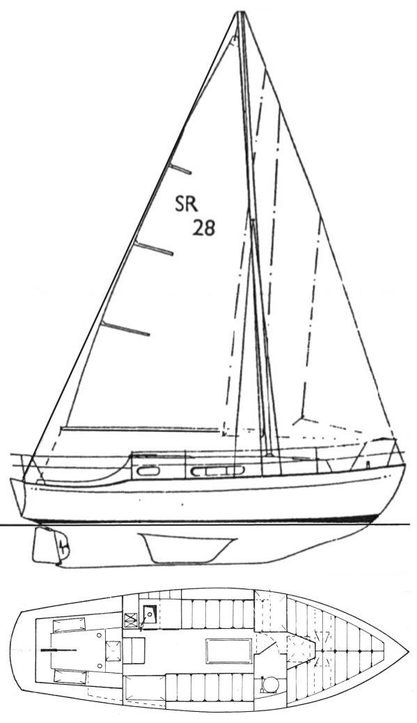 Sea rover 28 sailboat under sail