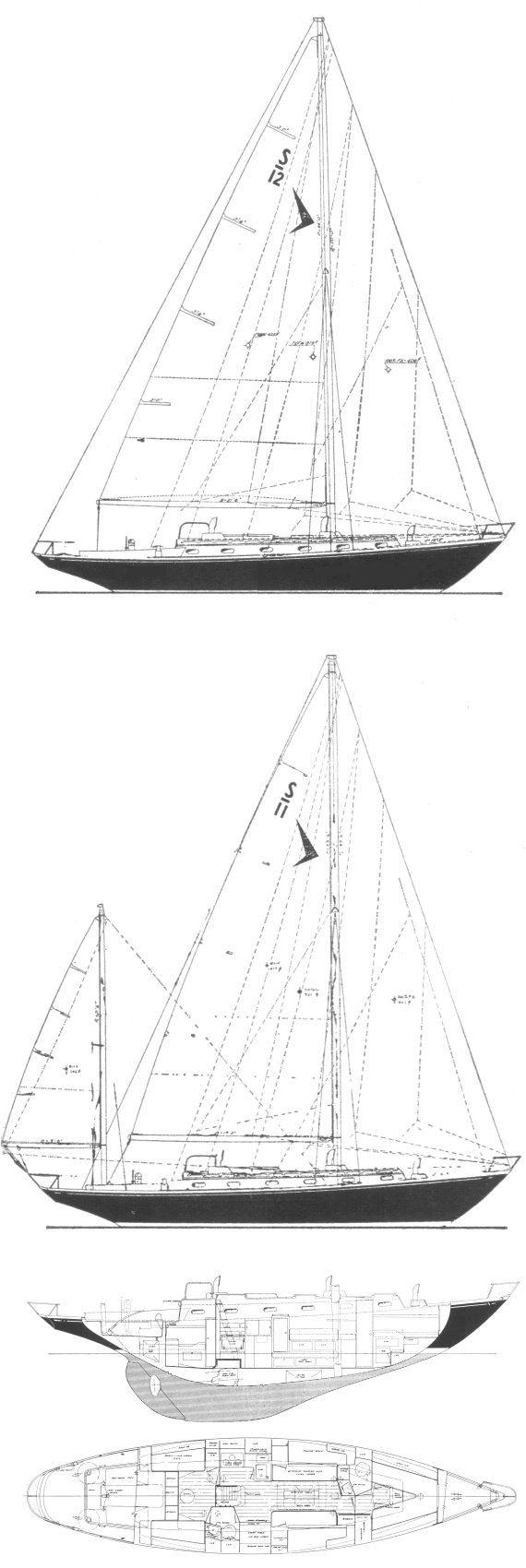 Seafarer 45 sailboat under sail