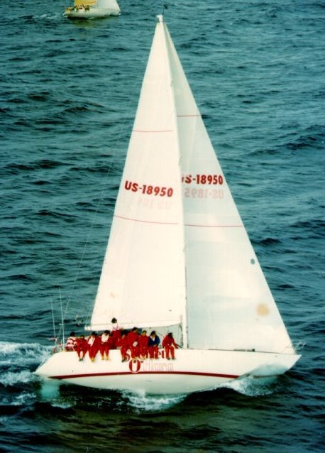 Serendipity 43 sailboat under sail