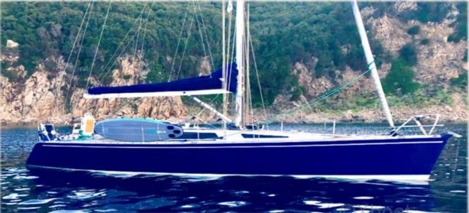 Shark 50 sailboat under sail