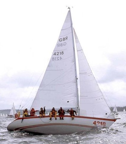 Sj 35 oyster sailboat under sail