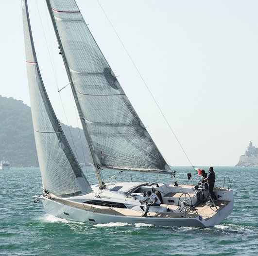 Sly 38 sailboat under sail