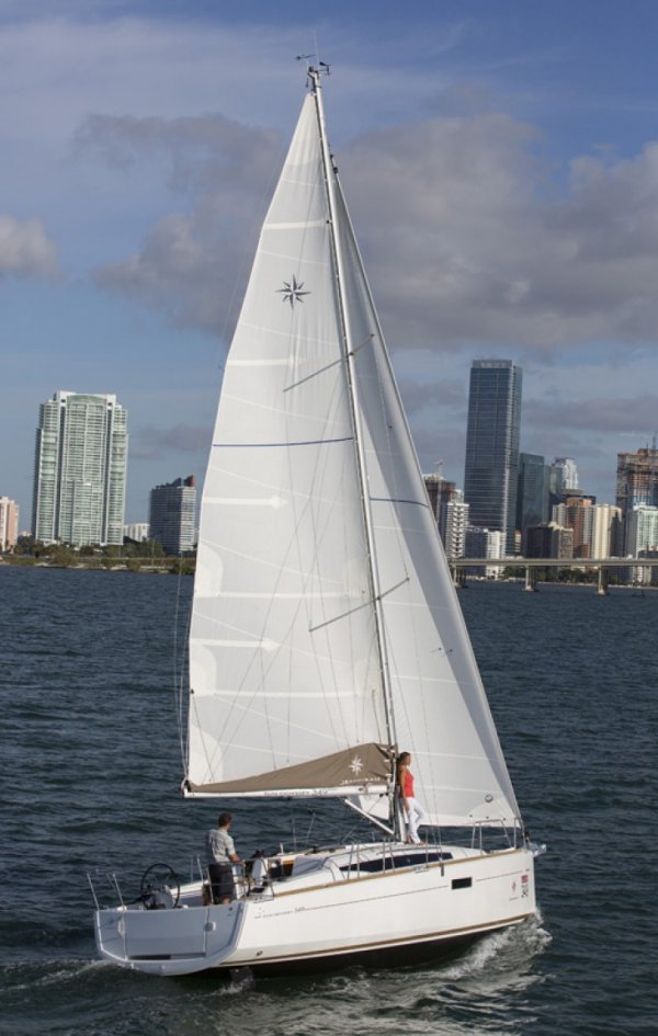 Sun odyssey 349 jeanneau sailboat under sail