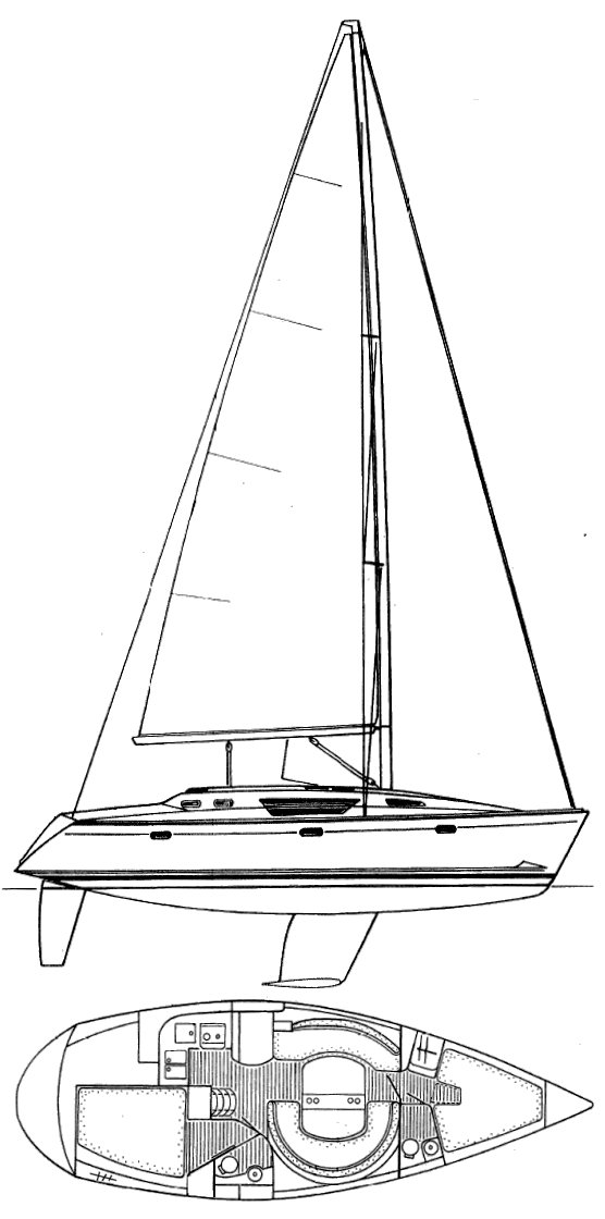 Sun liberty 34 jeanneau sailboat under sail