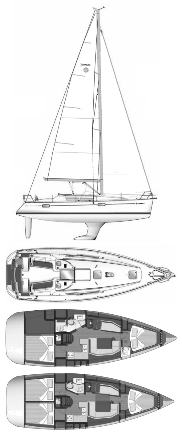 Sun odyssey 39i jeanneau sailboat under sail