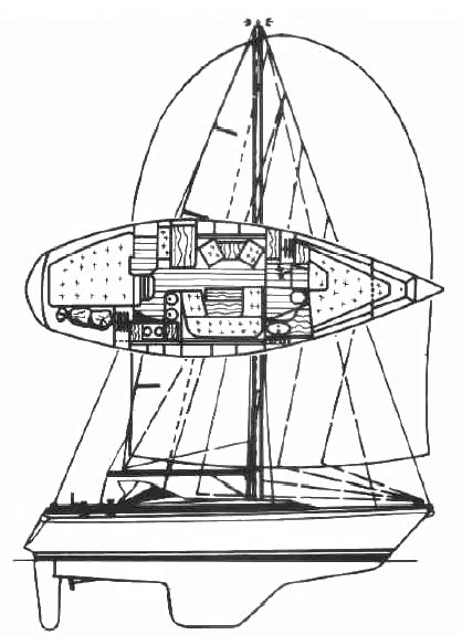 Sunbeam 34 sailboat under sail