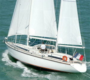 Super maramu Amel sailboat under sail