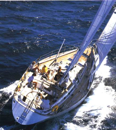 Swan 53 sailboat under sail