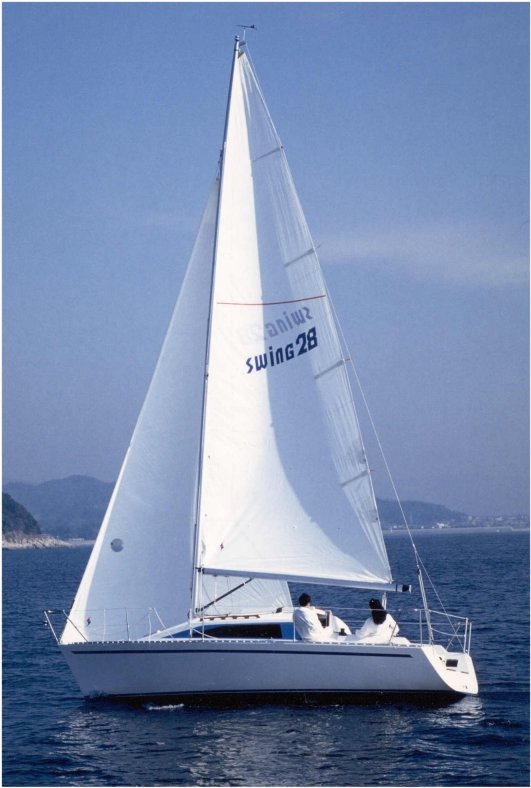 Swing 28 sailboat under sail