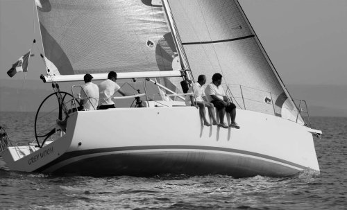 T 34 sailboat under sail