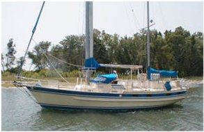 Tartan 40 offshore sailboat under sail