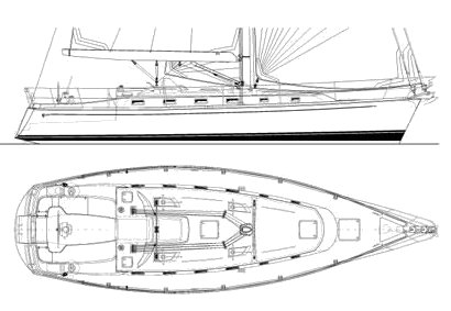 Tartan 4300 sailboat under sail