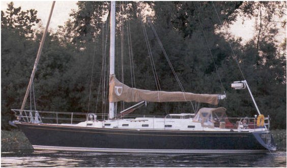 Tartan 4600 sailboat under sail