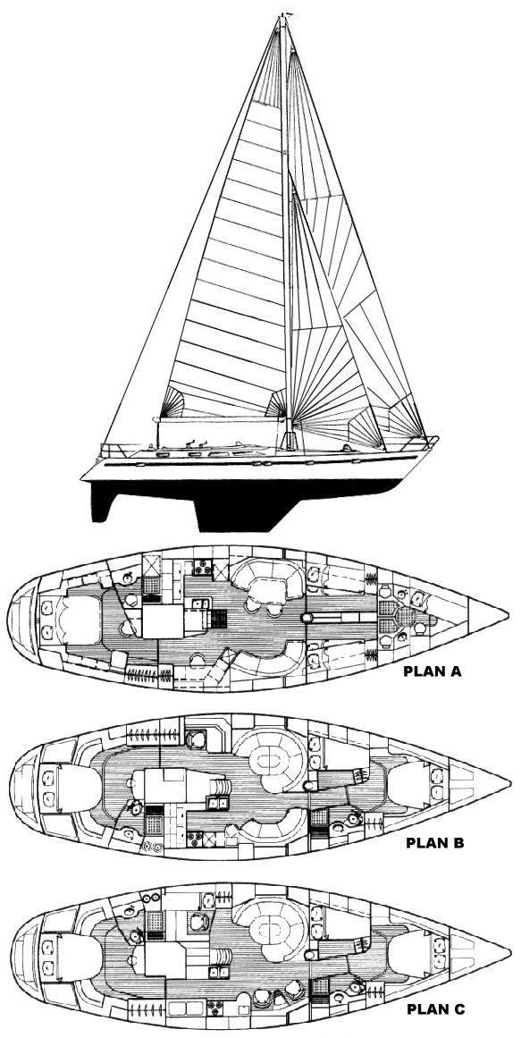 Taswell 56 sailboat under sail
