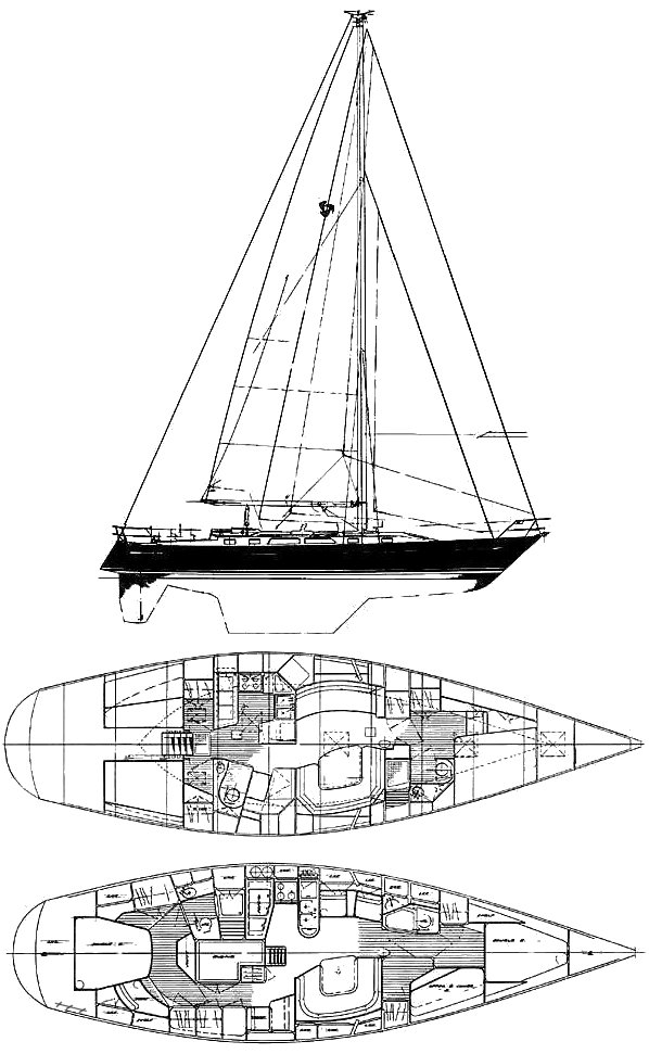 Tayana 52 sailboat under sail