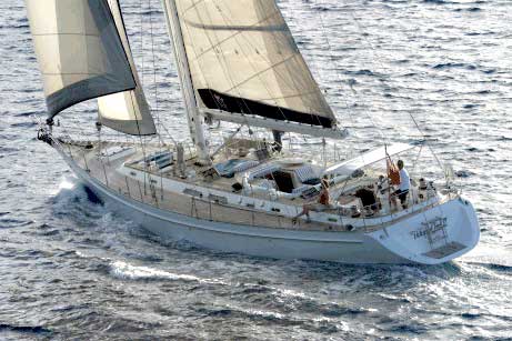 Tayana 65 sailboat under sail