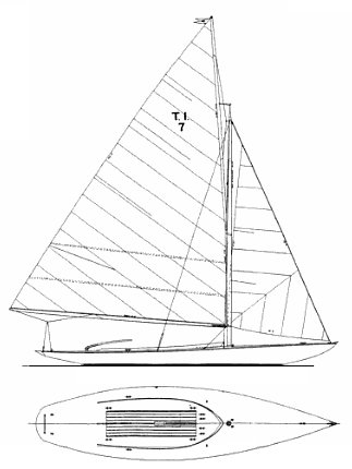 Thousand islands yc one design sailboat under sail