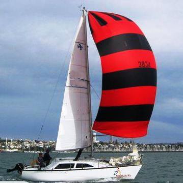 Tracker 77 sailboat under sail