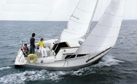 Triton 30 sailboat under sail
