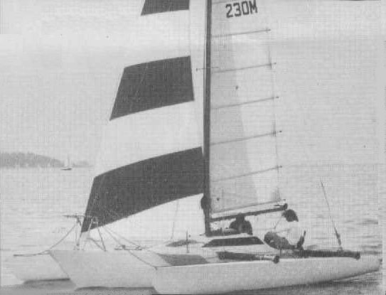 Typhoon 25 trimaran sailboat under sail