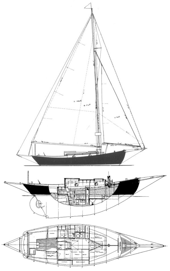 Typhoon 25 warner sailboat under sail