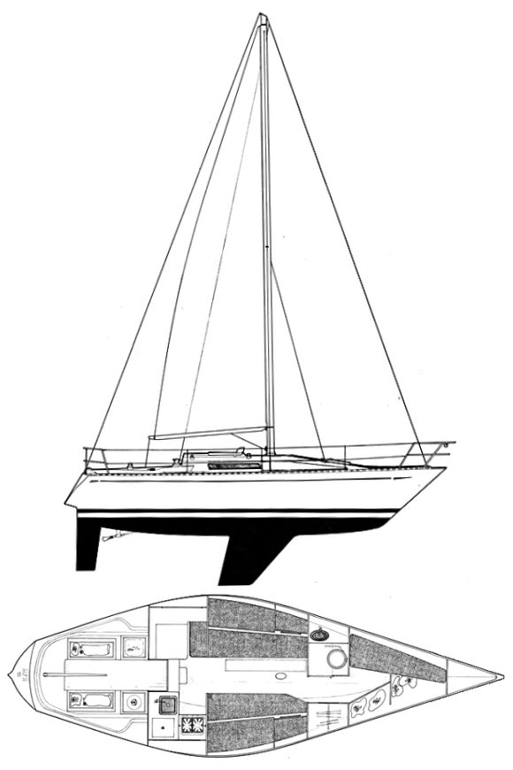 Ufo 31 sailboat under sail