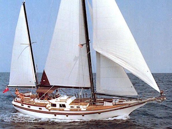 Vagabond 47 sailboat under sail