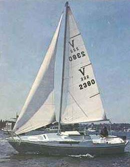 Venture 222 sailboat under sail