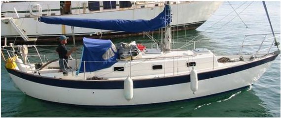 Victoria 30 paine sailboat under sail