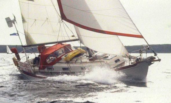 Victoria 34 sailboat under sail