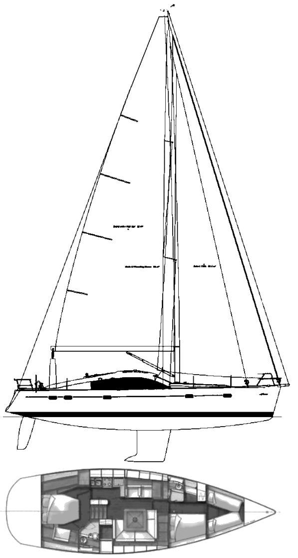 Wauquiez pilot saloon 47 sailboat under sail