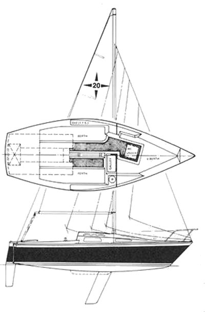Windrose 20 sailboat under sail