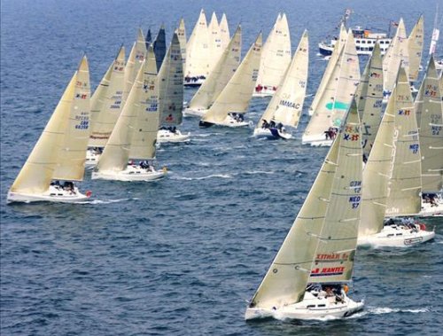 X 35 sailboat under sail