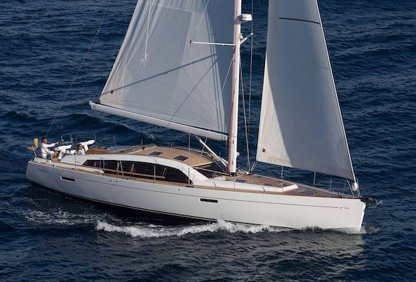 Wauquiez pilot saloon 58 sailboat under sail